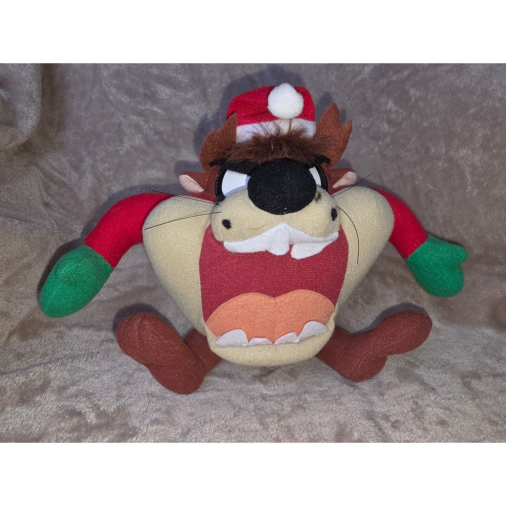 Vintage 2001 Looney Tunes Santa Taz Plush Christmas Tasmanian Devil Ace Novelty